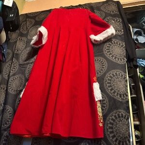 Mrs. Claus costume red velvet coat plush trim